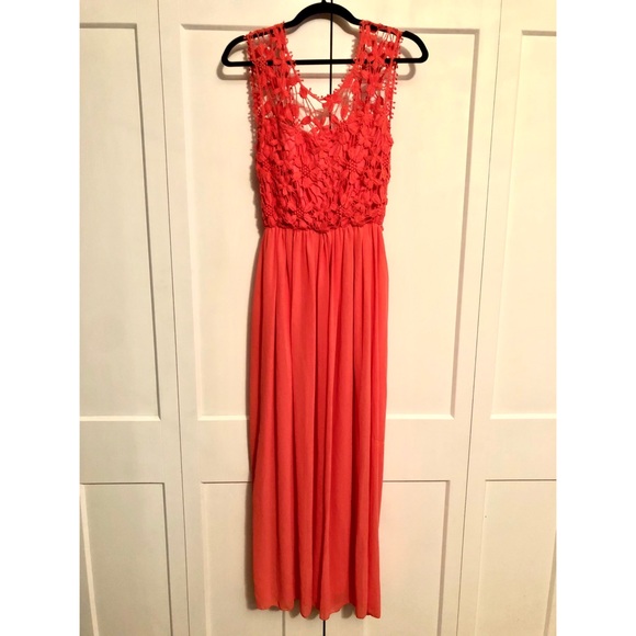 Floor length coral dress - Picture 1 of 3